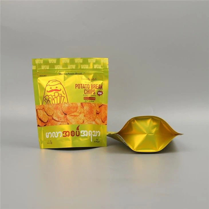 High Quality Food Grade Lanminated Plastic SelF Stand Up Pouch Packaging Bag With Zipper Resealable Wholesale For Snack Chips